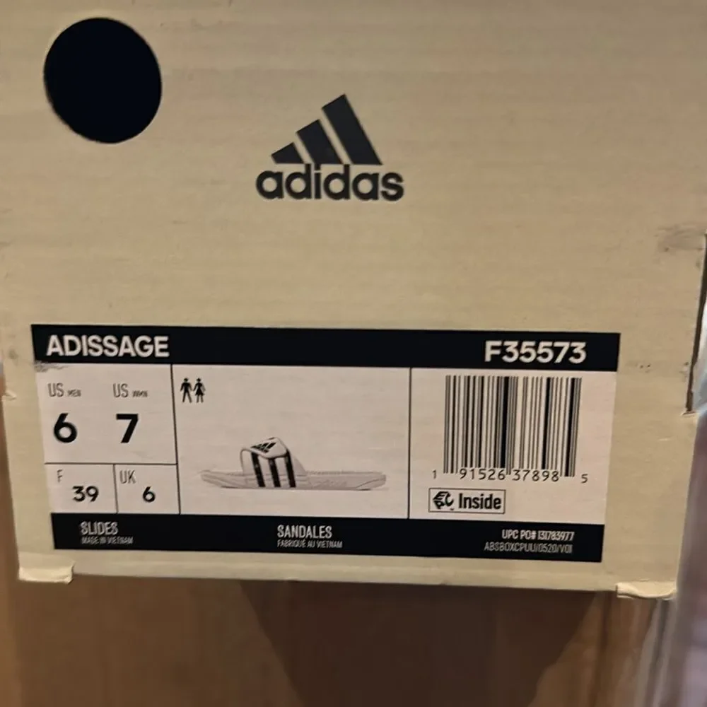 Adidas Men’s Black/White Adissage Slides